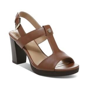 Giani Bernini Women's Paulette Faux Leather T-Strap Block Heel, Brown Size 5.5M